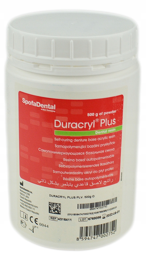 DURACRYL PLUS 500g Z - AKRYL DO PŁYT PROTEZ SPOFA