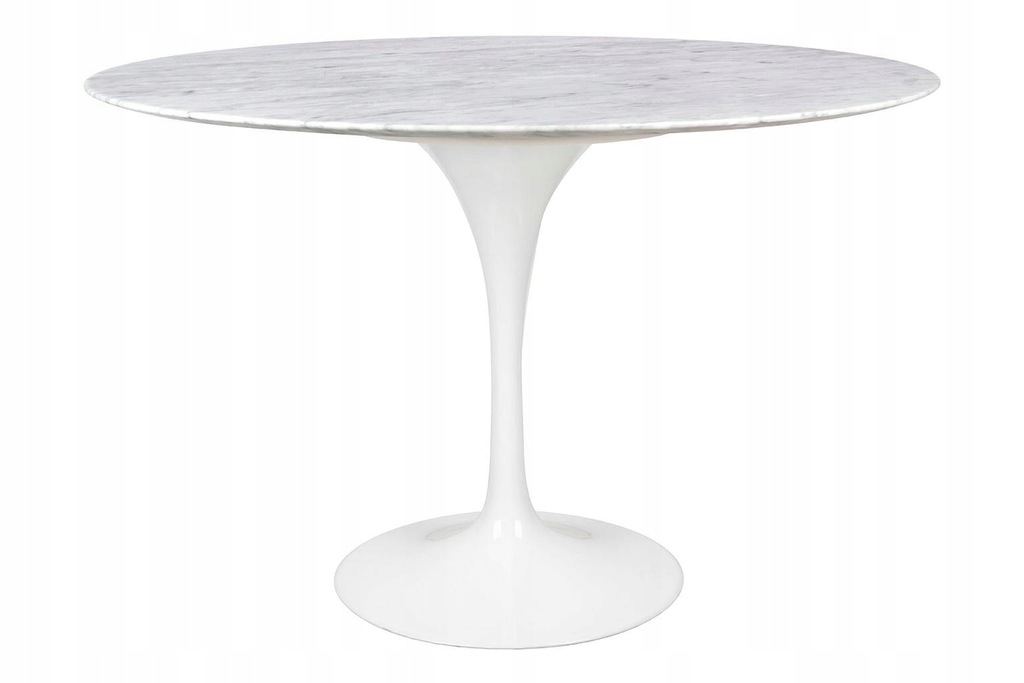 Stół TULIP MARBLE 120 CARRARA biały - blat okrągły marmurowy, metal