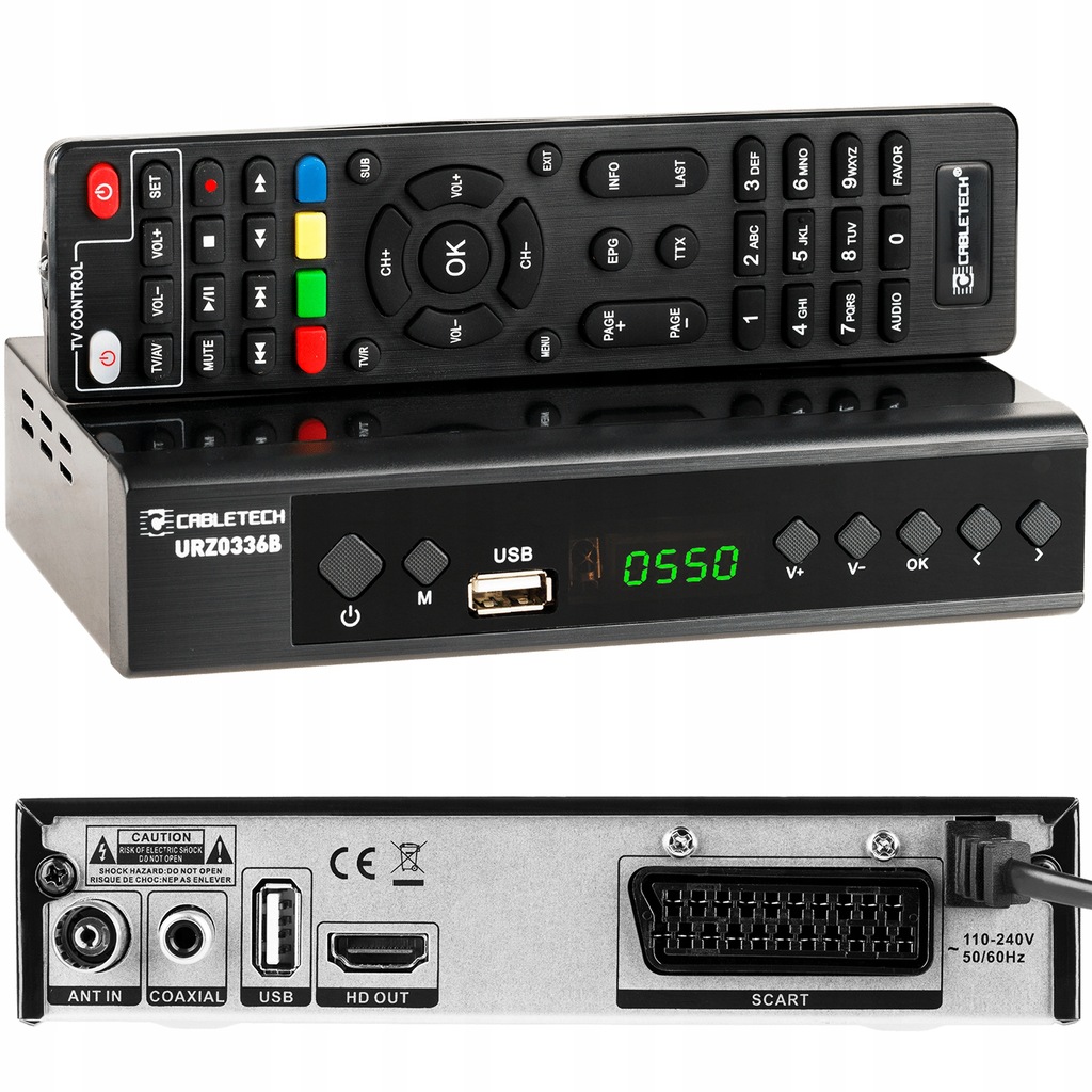 CABLETECH dekoder DVB-T2 HEVC tuner cyfrowy HDMI