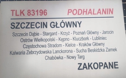 Tablica Relacyjna PKP TLK Podhalanin