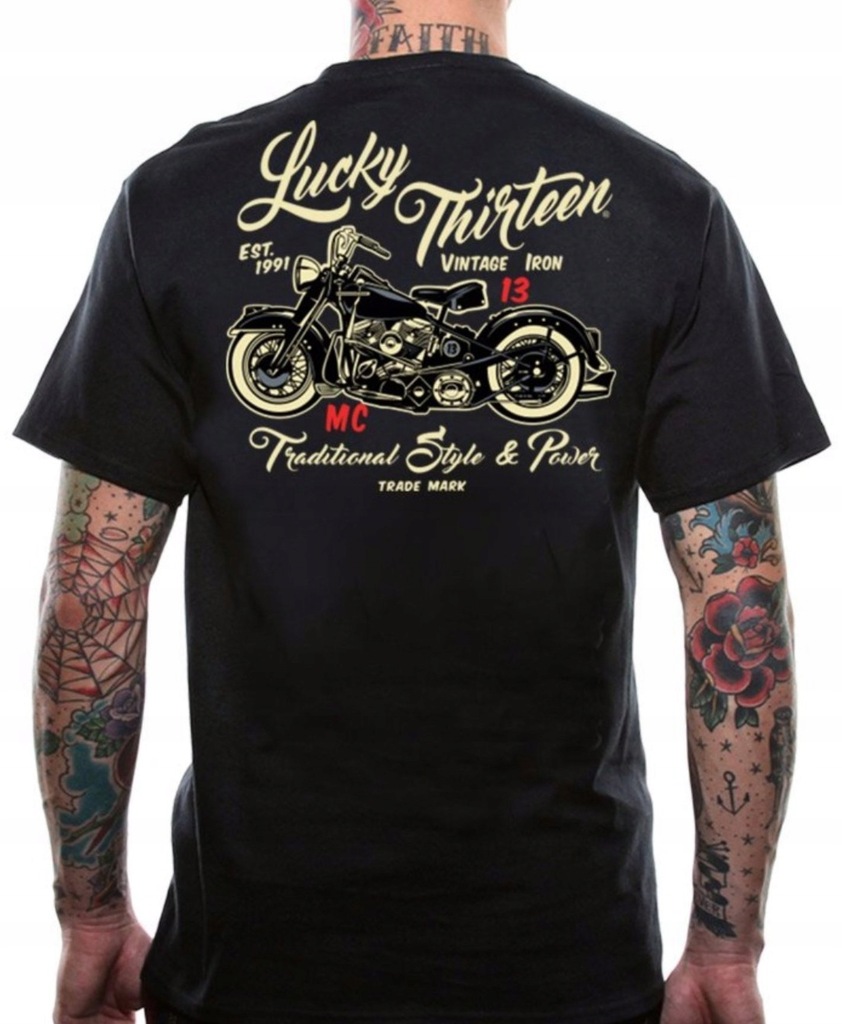 T-SHIRT L LUCKY 13-PUNK ROCKABILLY CHOPPER TATUAŻ - 8138010816 ...