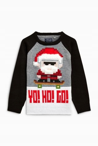 Sweter świąteczny z Mikołajem Next 8 lat 128 cm