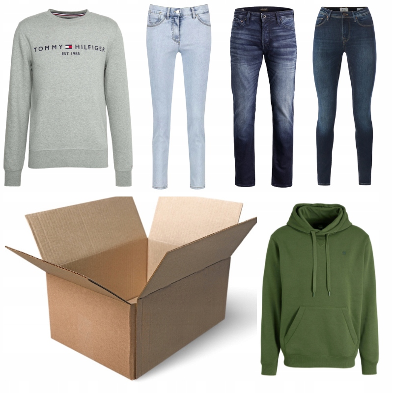 KARTON BOX MIX ODZIEZ MIX | TOMMY HILFIGER, BOSS, G-STAR RAW - 52 SZT.