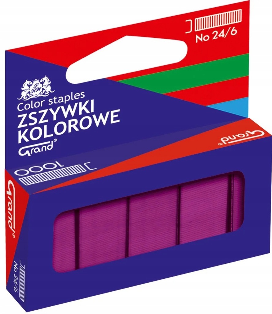 Zszywki kolorowe czerwone 24/6 Grand