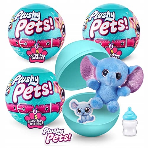 5 Surprise Plushy Pets Series 1 Mystery Collectible Capsule (3 Pack)