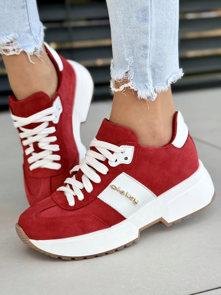 Wygodne czerwone sneakersy damskie SKÓRA! POLSKI PRODUKT! Oleksy R36