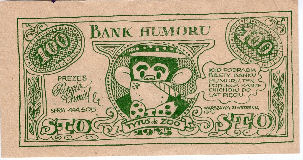 100 Bank Humoru 1975r TS-K Obrzeże Z.G. Słupsk