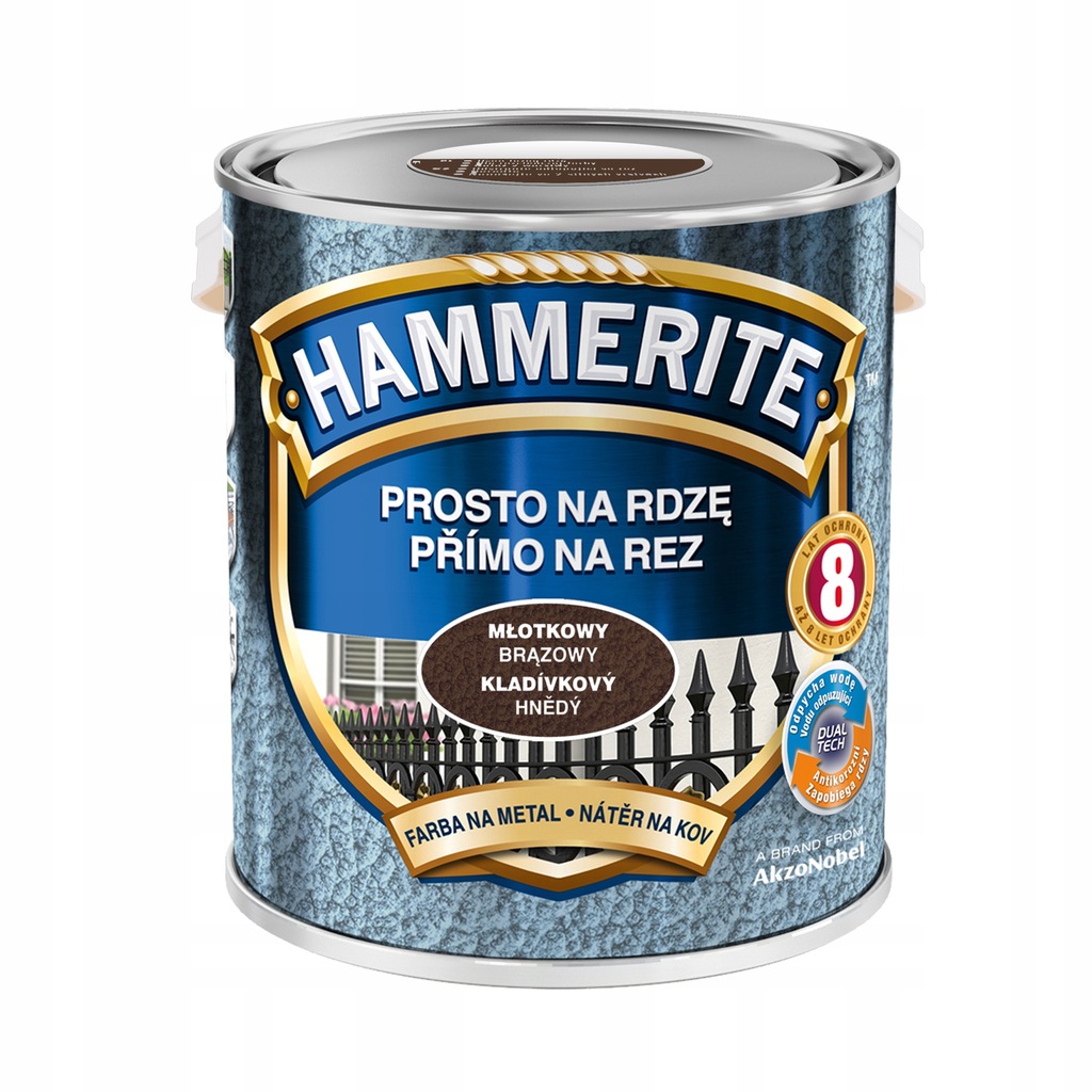 Hammerite Prosto Na Rdzę Brązowy Młotkowy 2,5L