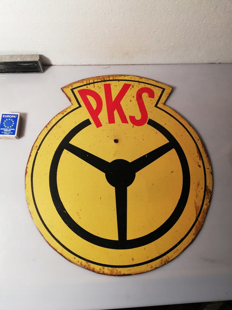 Stara tablica przystanku znak emblemat PKS z PRL-u