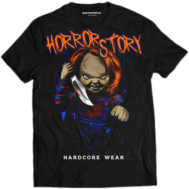 S Koszulka laleczka chucky lalka czaki horror czarna hołownia bawełna