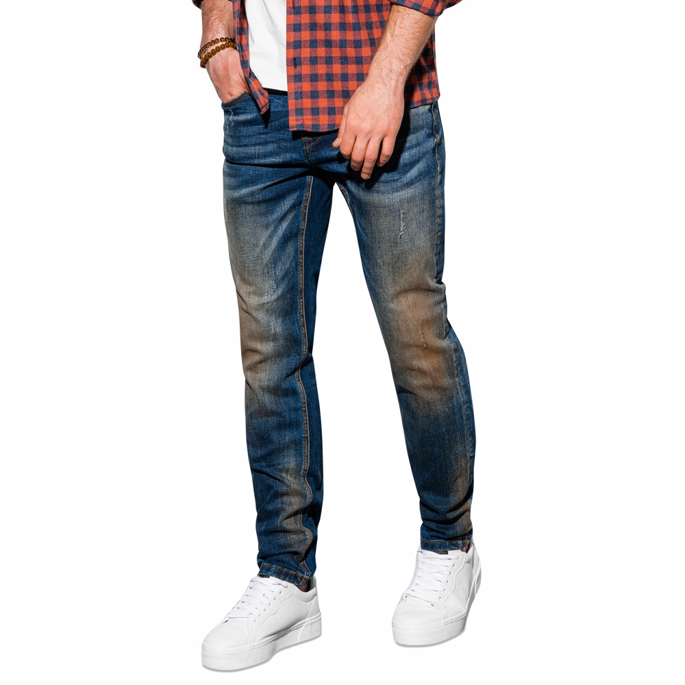 OMBRE Spodnie męskie jeansowe P860 niebieskie L