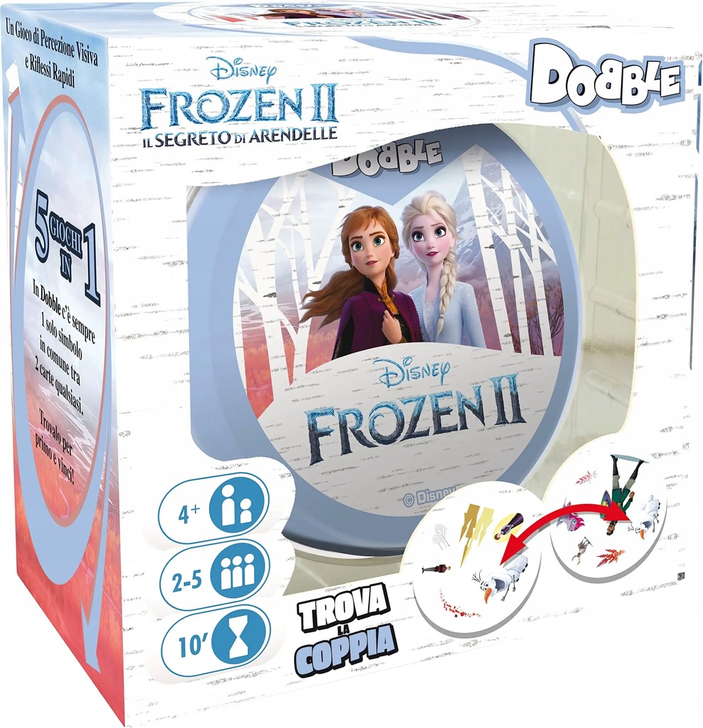 Asmodee - Dobble Frozen - Gra planszowa dla całej rodziny, 2-8 graczy, 4+ l