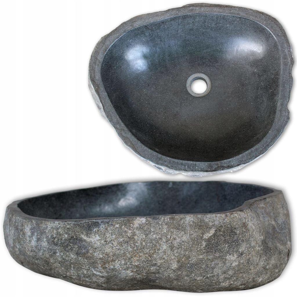 Umywalka z kamienia rzecznego owalna 30-37 cm