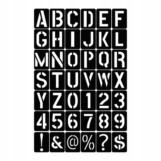 42 szt. Szablony liter alfabetu Szablony liczb