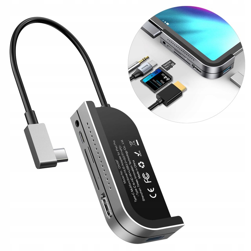 BASEUS ADAPTER HUB USB-C HDMI SD AUX DO IPAD PRO