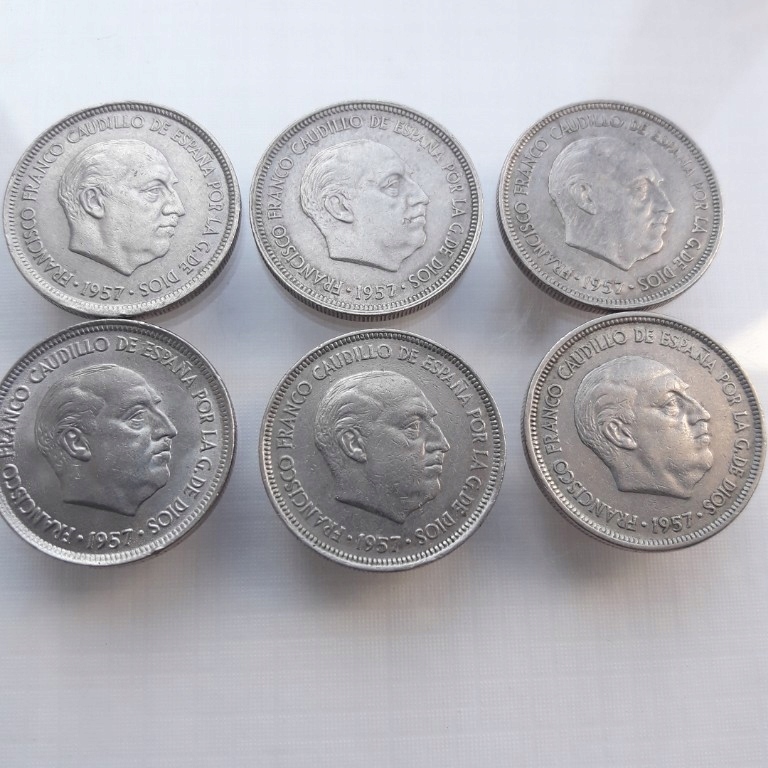 Hiszpania 5 peset 1957r. zestaw monet