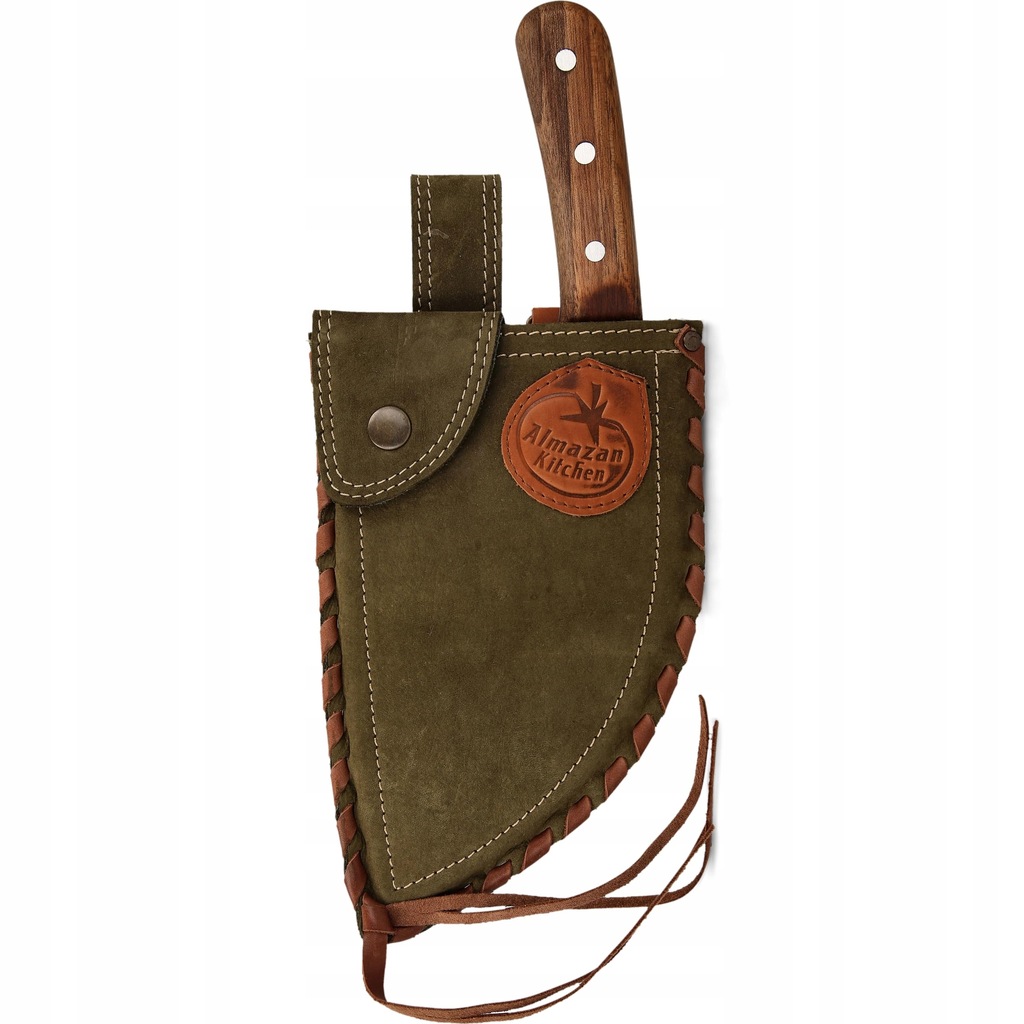 Almazan Kitchen Oryginalny nóż Serbian Chef z pochwą (oliwkowy)