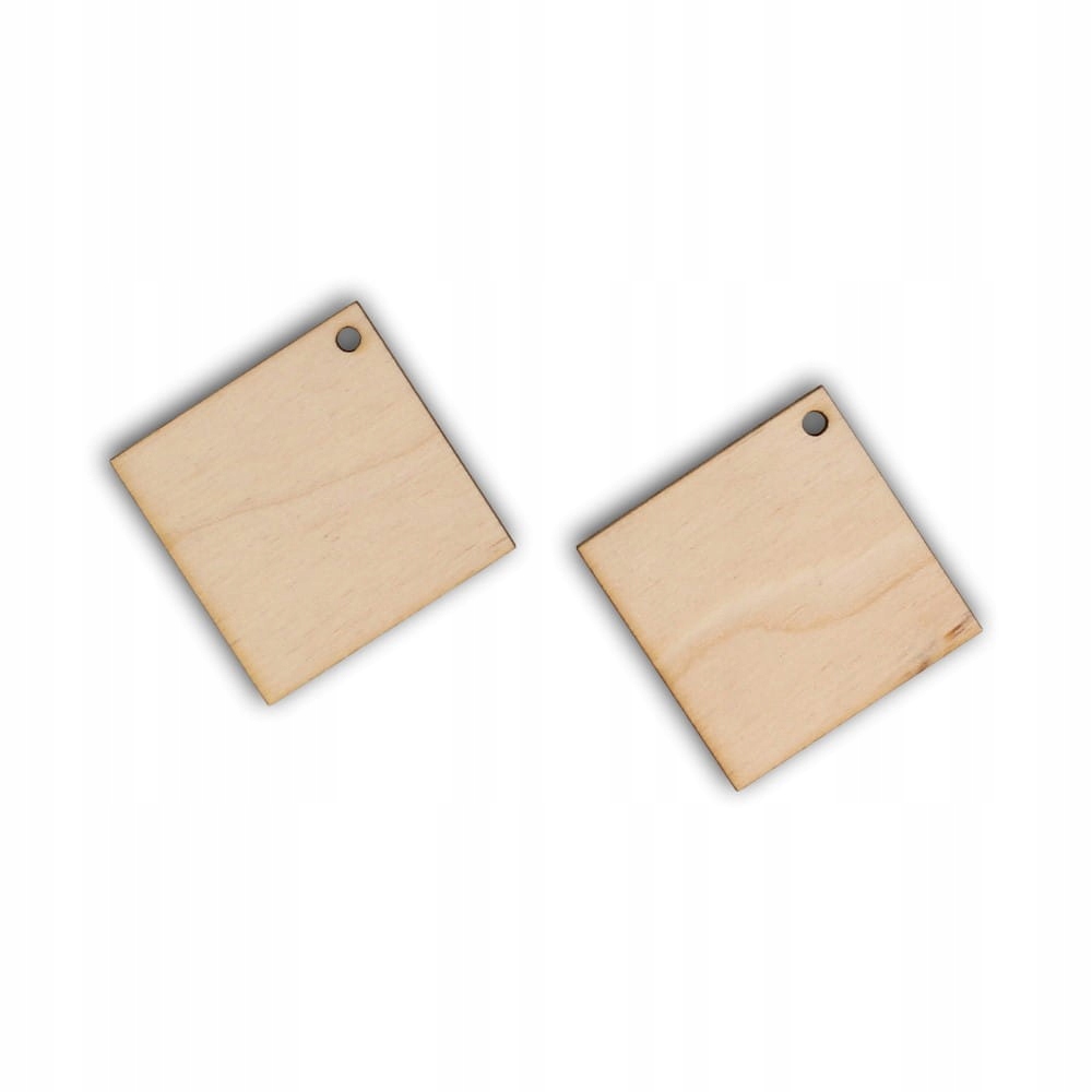 K20 Kolczyki z drewna decoupage kwadraty