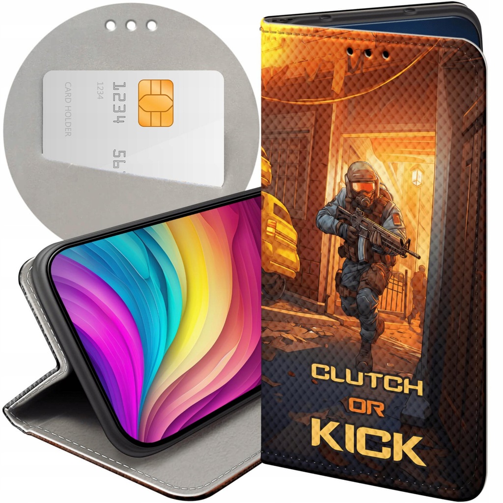 ETUI Z KLAPKĄ DO MOTOROLA MOTO G7 POWER WZORY CS GO COUNTER-STRIKE FUTERAŁ