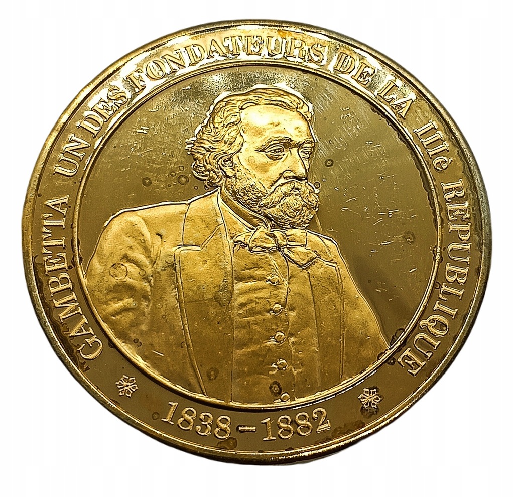 Srebrny medal Gambetta, 38 g, Gold plated