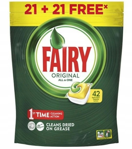 Fairy, Original, Tabletki do zmywarki lemon, 42szt