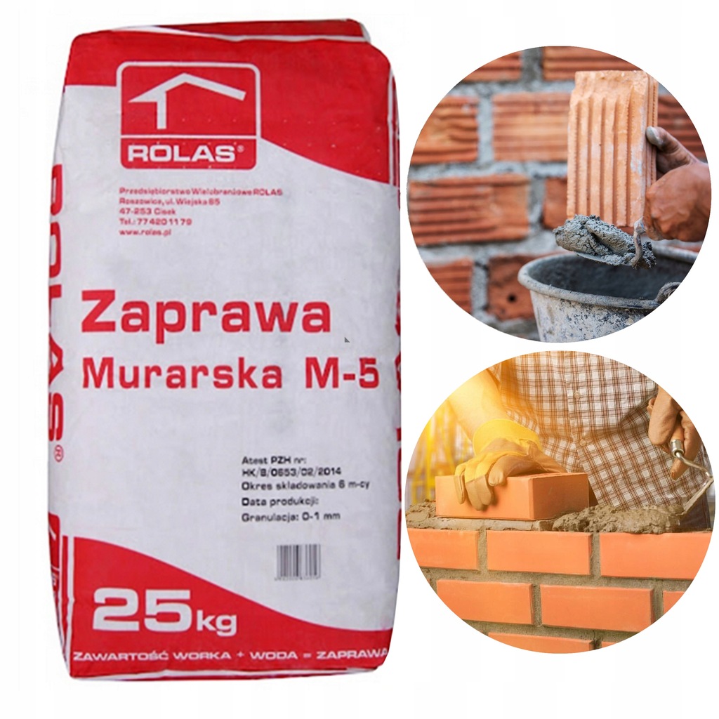 Zaprawa Murarska Cementowo Wapienna M-5 ROLAS 25KG