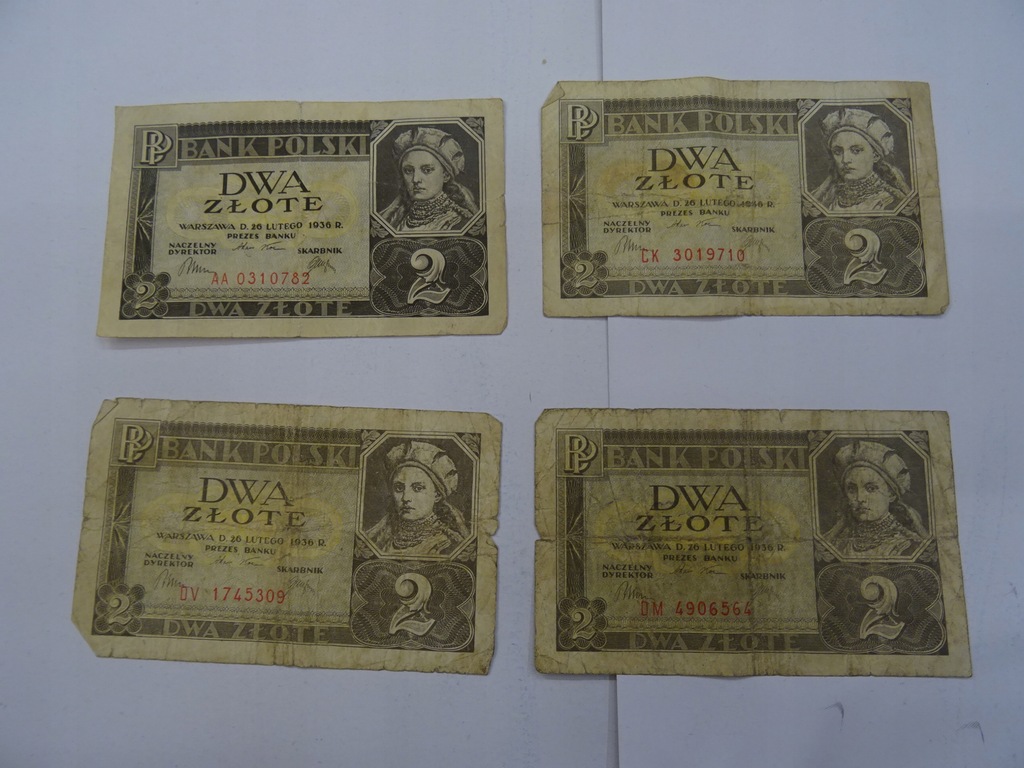 2 złote 1936 rok - zestaw 4 sztuk z obiegu