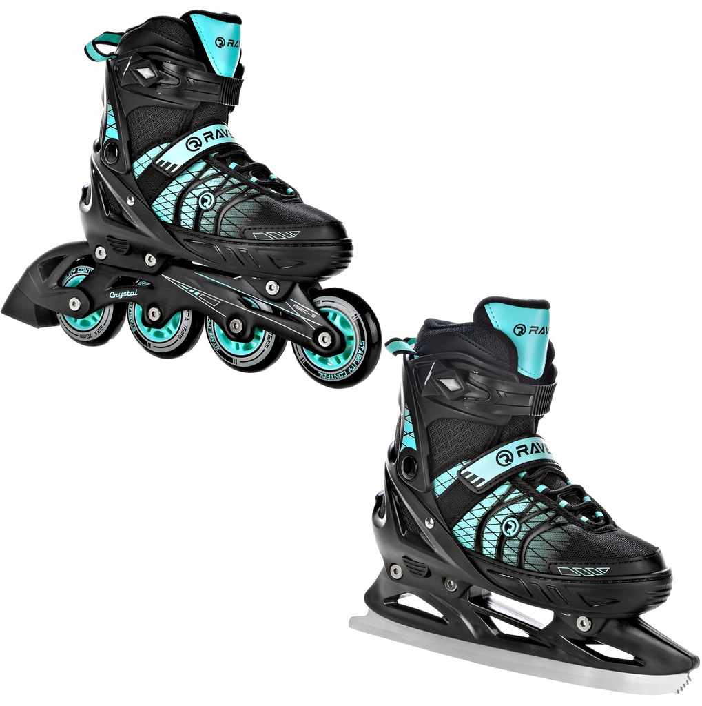 Rolki Łyżwy 2w1 RAVEN Crystal Black/Mint 35-39