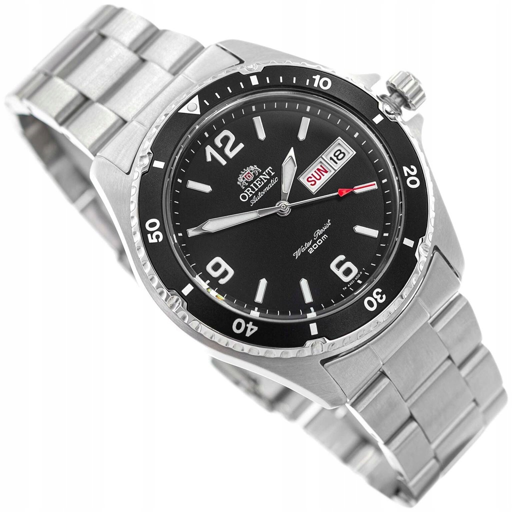 MĘSKI ZEGAREK ORIENT TAA02001B9 MAKO II AUTOMATIC SREBRNY DATOWNIK 20BAR