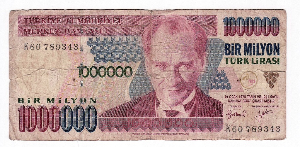 # Turcja 1000000 lirasi (1970) VG /k10
