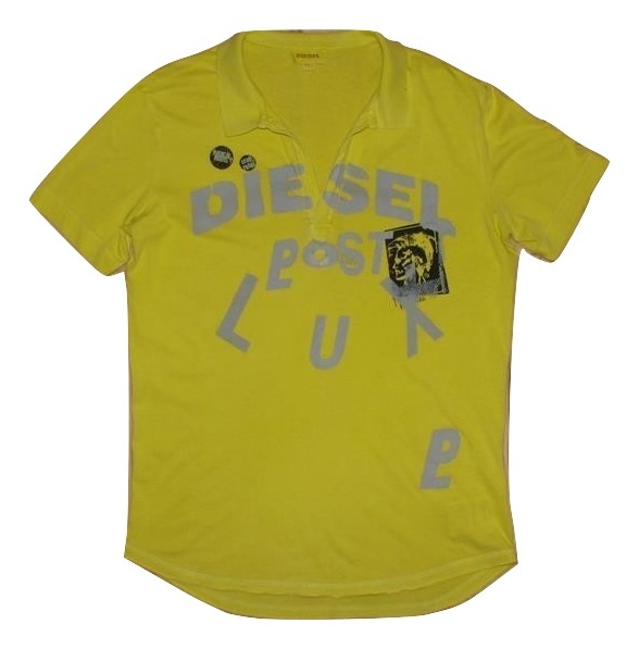 DIESEL Polo żółta z nadrukami punk L BDB