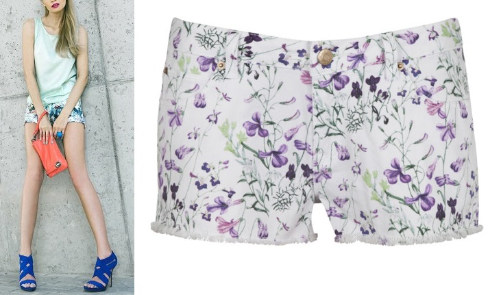 CUBUS jeansowe spodenki szorty w kwiaty XS FLORAL