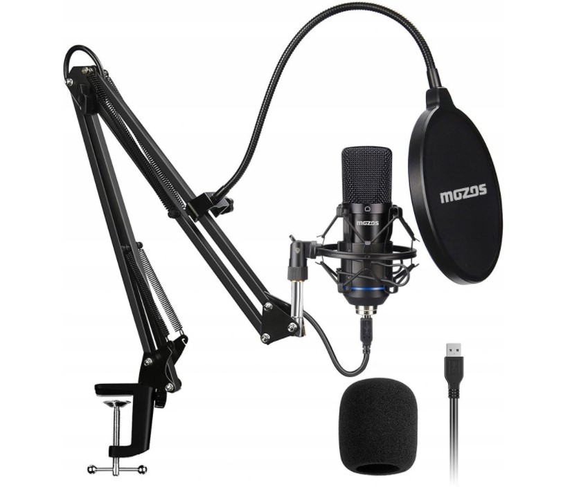 Mikrofon Mozos MKIT-700PRO V2 statyw pop filtr usb