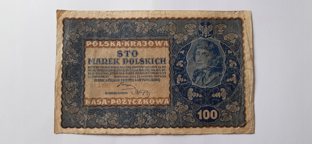 Banknot 100 Marek Polskich MKP 1919 IE Serja L