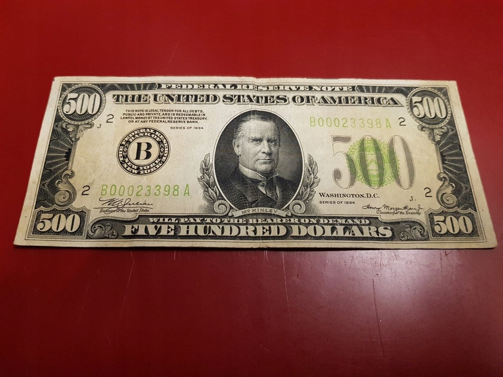 500 dolarów USA unikat 1934 rok AUTENTYK
