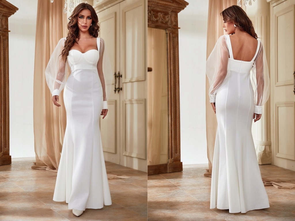Giffniseti biała damska suknia ślubna syrenka M