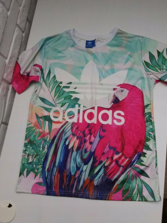 bluzka koszulka t-shirt Adidas XL L papuga