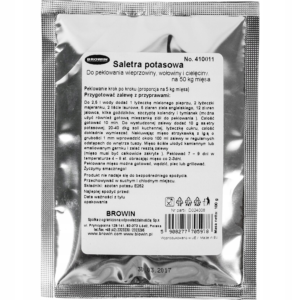 Saletra potasowa do peklowania mięs 100g Browin