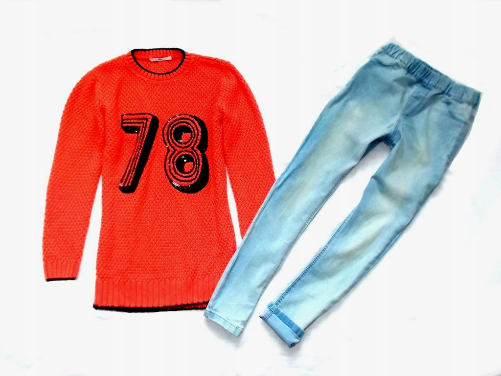 legginsy+M&Spencer bluzka sweterek cekiny.152