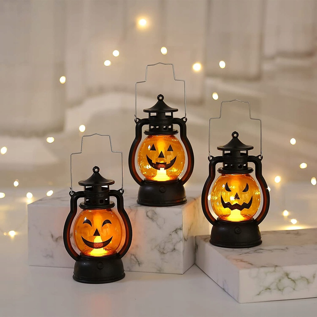 3 Szt LED Przenośny Halloween latarnia z dyni