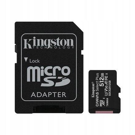 Kingston Canvas Select Plus 512 GB, Micro SD, Flas