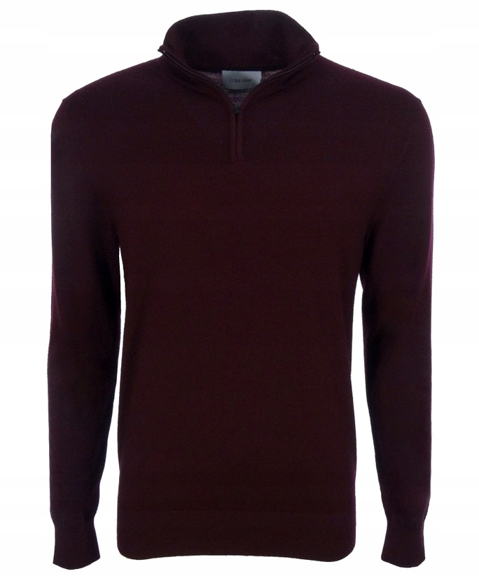 CALVIN KLEIN sweter męski, wełniany, bordo M