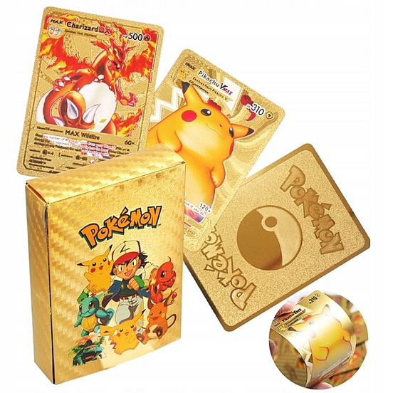 KARTY POKEMON - Kolekcjonerskie Złote Karty Pokemon Pokemon TCG - 55 Sztuk