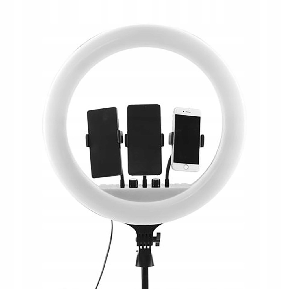 NAJWIĘSZKA LAMPA PIERŚCIENIOWA DO SELFIE RING LED 45CM STATYW 240W 210cm