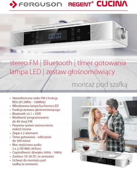 Купить Кухонное FM-радио с Bluetooth под шкафом Ferguson: отзывы, фото, характеристики в интерне-магазине Aredi.ru