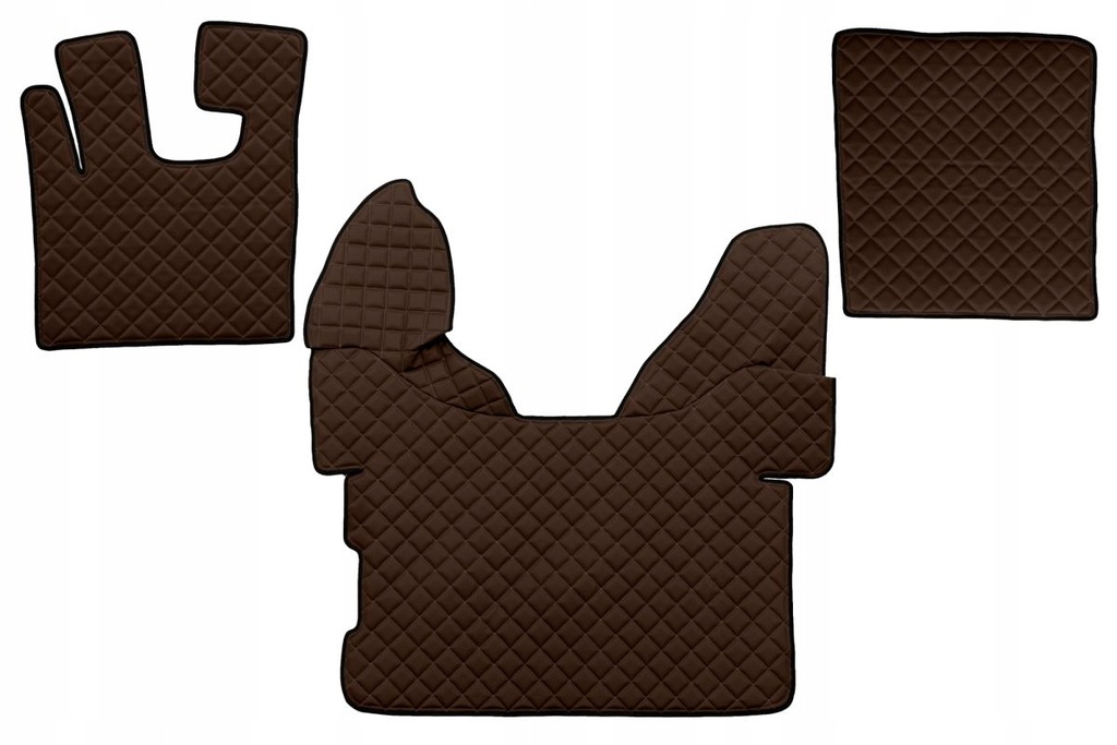 F-CORE Dywaniki podłogowe EKO-Skóra pikowana (3 szt.) Brązowy na całą podło