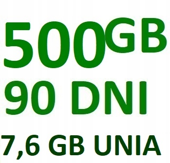 Plus internet na kartę 500 GB 90 DNI 7,6 GB Unia