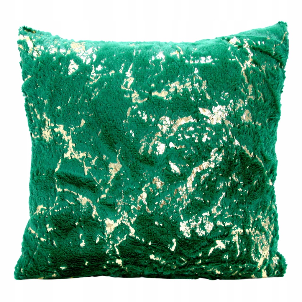 POSZEWKA DEKORACYJNA 40X40 NA PODUSZKĘ JASIEK PLUSZ ZŁOTY MARMUR ZIELONA %