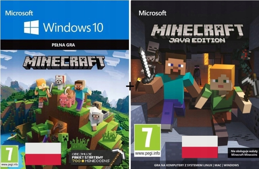 MINECRAFT JAVA + BEDROCK + WINDOWS 10/11 PL KLUCZ