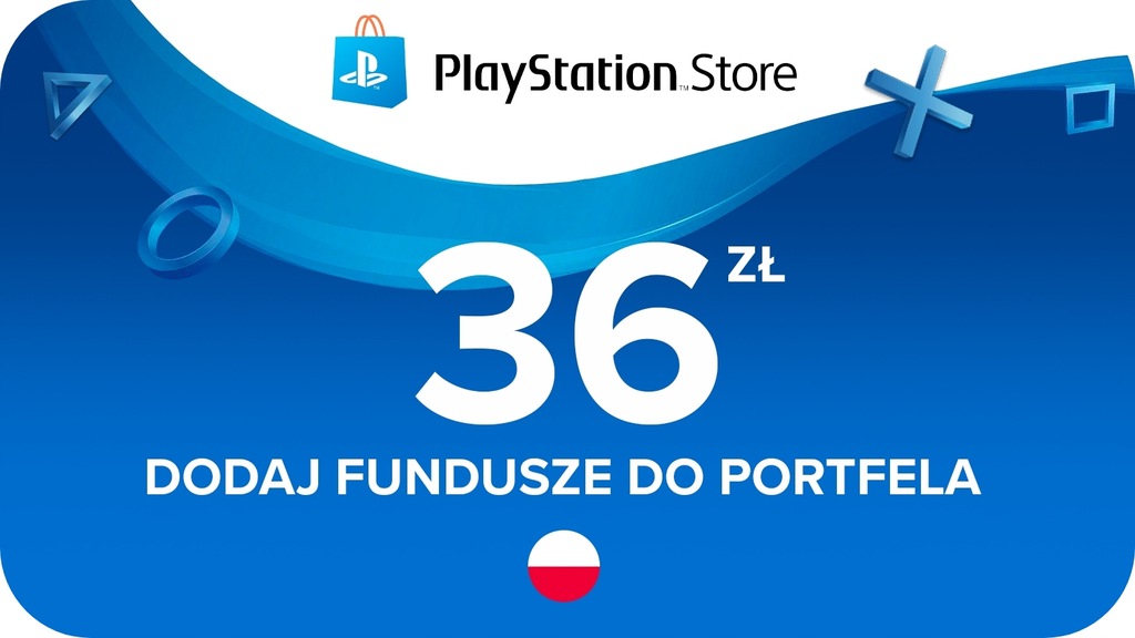 DOŁADOWANIE PLAYSTATION 36 PLN ZŁ STORE NETWORK PSN SONY KOD PS4 PS5 KLUCZ